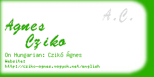 agnes cziko business card